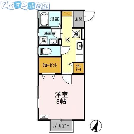 JR越後線 関屋駅(新潟) 徒歩13分 2階建 築25年(1K/1階)の間取り写真