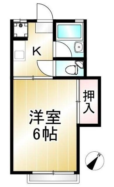 武蔵野ホームランドハイツ(1K/1階)の間取り写真
