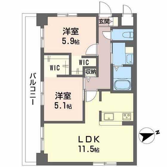 ジュビリー(2LDK/4階)の間取り写真