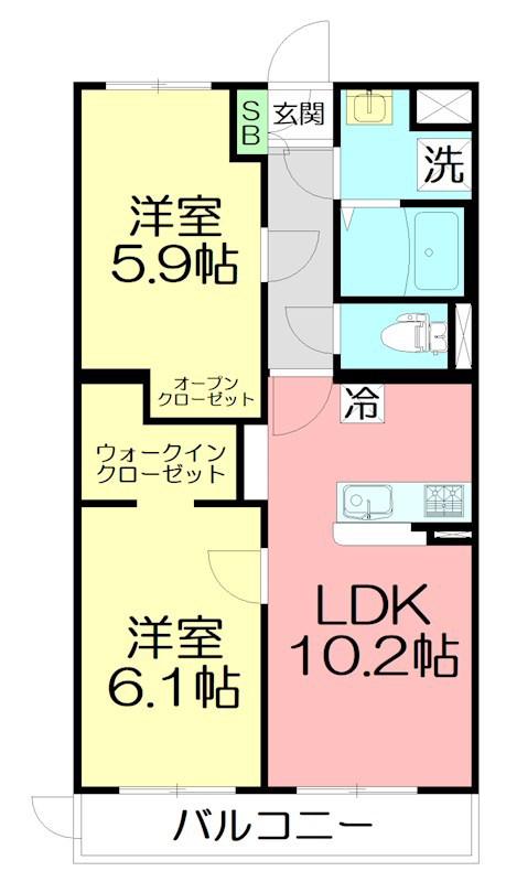 GASPARD(2LDK/1階)の間取り写真