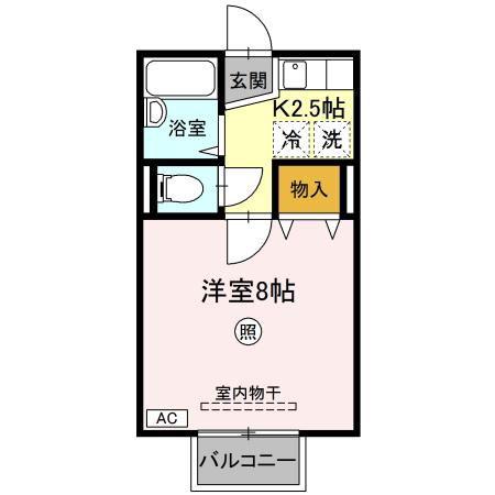 パストラル八乙女中央(1K/2階)の間取り写真