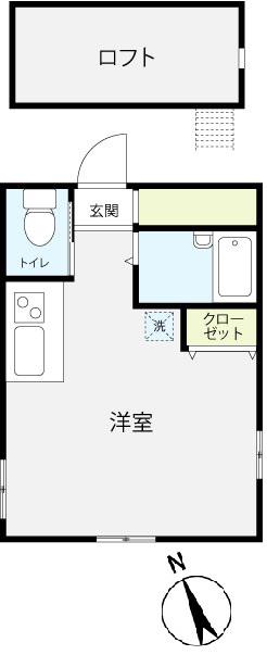 アップルコート(ワンルーム/2階)の間取り写真