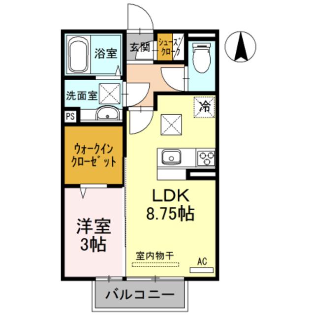D-ROOM東高松II(1LDK/2階)の間取り写真