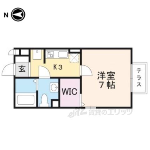 カンパーニュ黒岡Ⅱ(1K/1階)の間取り写真