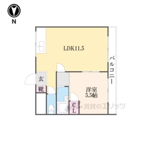 ロイヤルハイツ橿原2(1LDK/2階)の間取り写真
