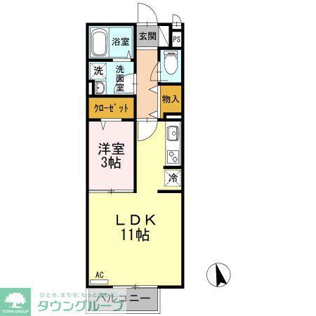 ソル・セレッソII(1LDK/2階)の間取り写真