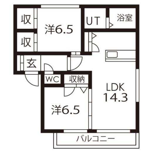 パークヒル長久手(2LDK/2階)の間取り写真