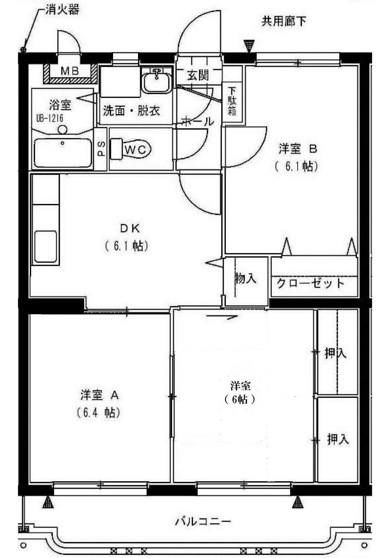 コンフォート桜(3DK/3階)の間取り写真