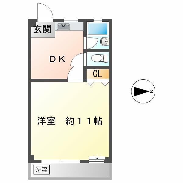 吉田ビル(1DK/3階)の間取り写真
