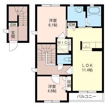 シャーメゾン・M A棟(2LDK/2階)の間取り写真