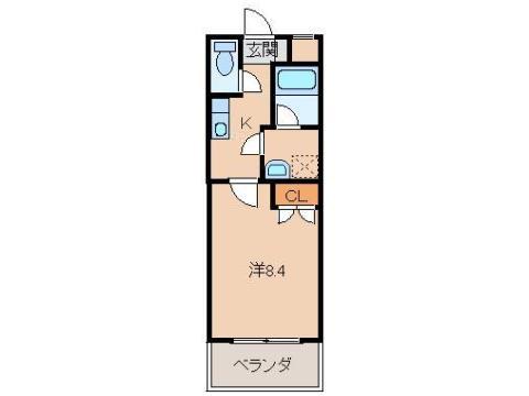 ル・マンA2番館(1K/3階)の間取り写真