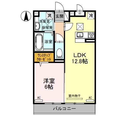 カーサ ソレアード(1LDK/3階)の間取り写真