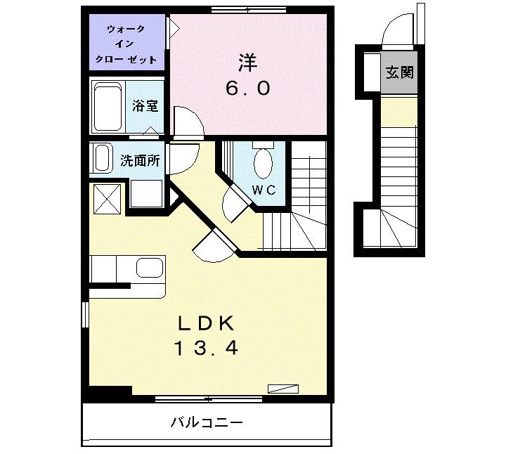 CALM牛立(1LDK/2階)の間取り写真