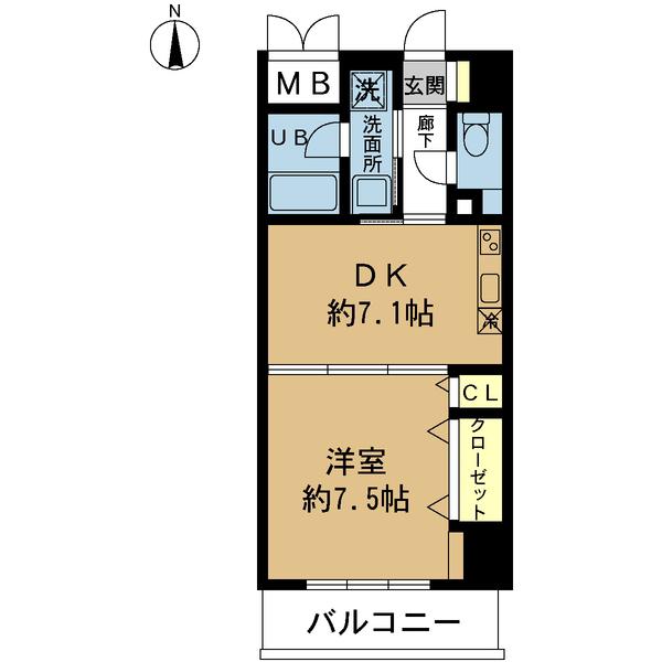 アーバネス淀川(1DK/2階)の間取り写真