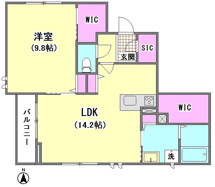 ミーヴェ新蒲田(1LDK/2階)の間取り写真