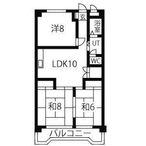 サンハイツ二城(3LDK/3階)の間取り写真