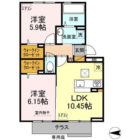 クレシェンテ(2LDK/1階)の間取り写真