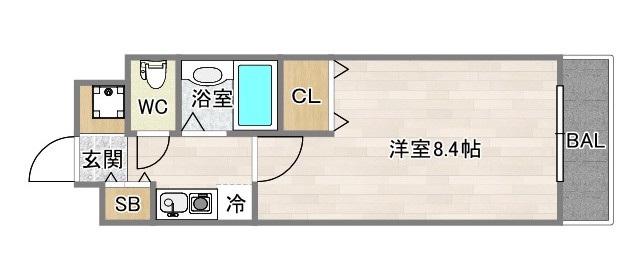 リベルター(1K/4階)の間取り写真