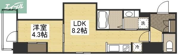 月光 大雲寺(1LDK/9階)の間取り写真