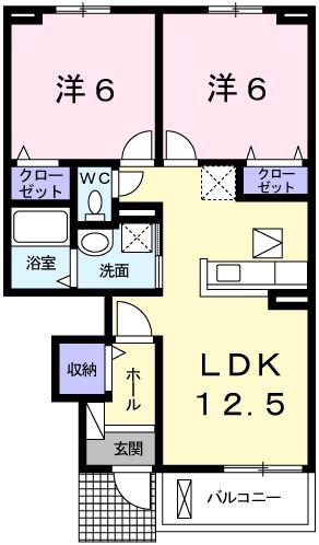 アンジュT(2LDK/1階)の間取り写真