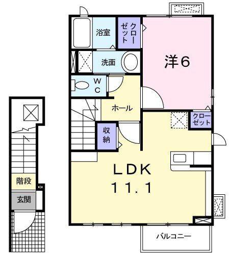 近鉄名古屋線 益生駅 徒歩14分 2階建 築16年(1LDK/2階)の間取り写真