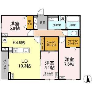 CLASSEUM仙台小田原 II(2LDK/2階)の間取り写真