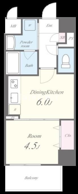 M.R RESIDENCE(1DK/6階)の間取り写真