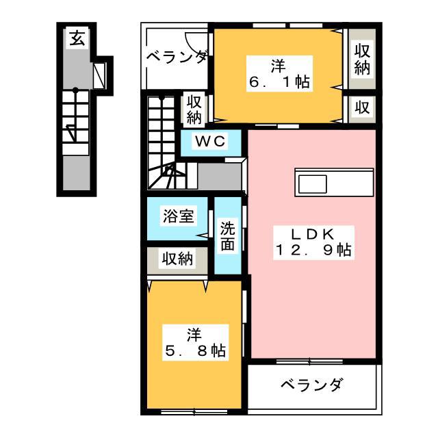 FELIO(2LDK/2階)の間取り写真