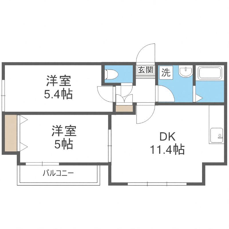 カサトレスAG(2LDK/6階)の間取り写真