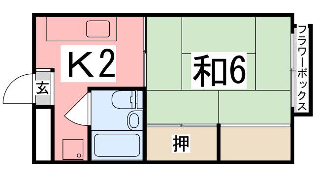 ユニハイツ田村I(1K/2階)の間取り写真