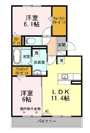 ポルトボヌールA(2LDK/1階)の間取り写真