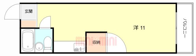 小西ハイツ(ワンルーム/4階)の間取り写真