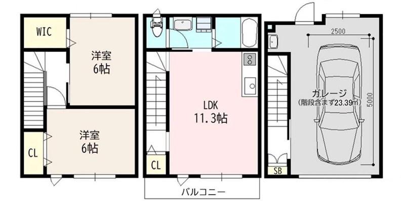 LA LUCE OSAKA OVEST(2LDK/1階)の間取り写真