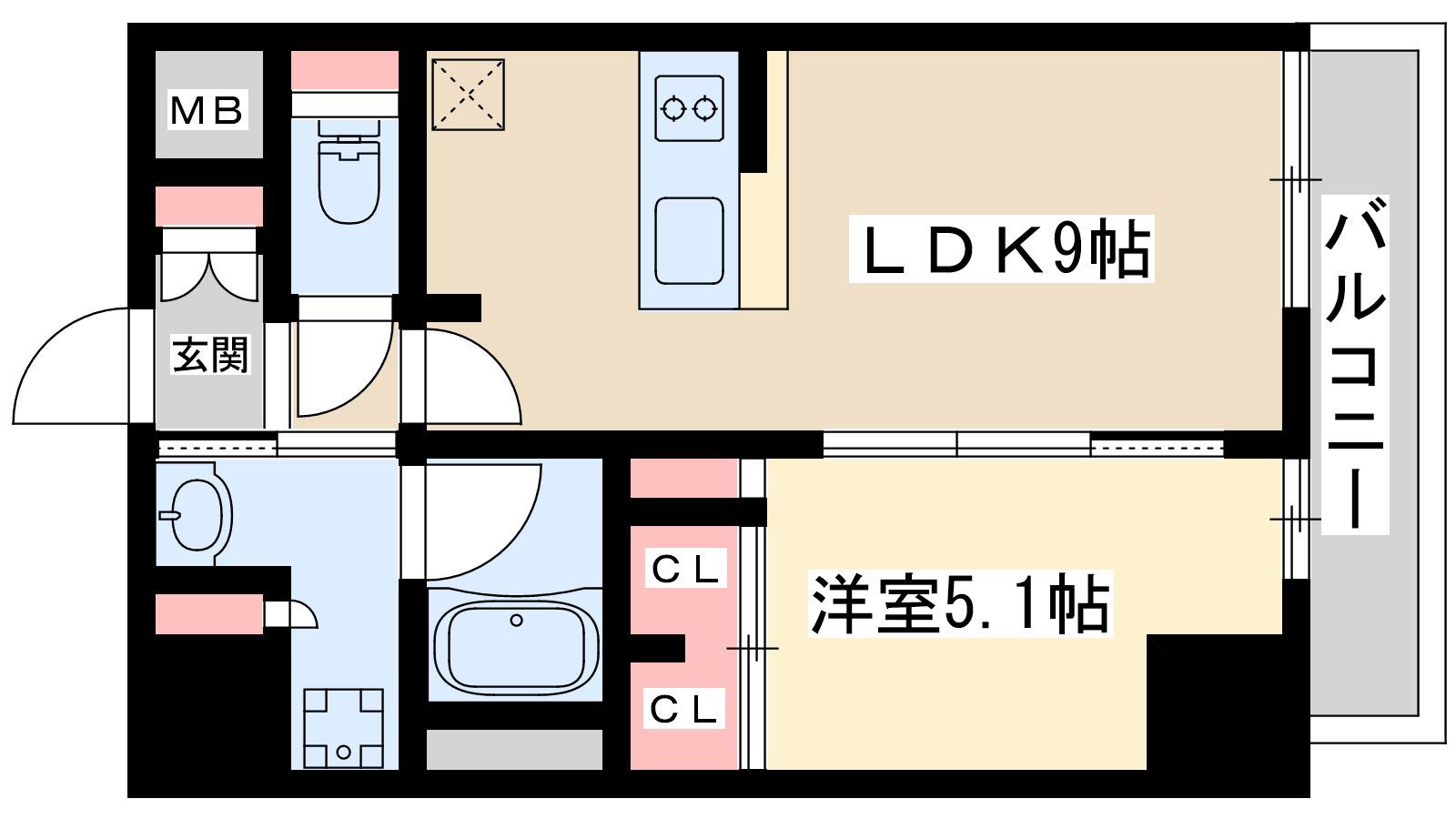 ディームス新大阪(1LDK/11階)の間取り写真