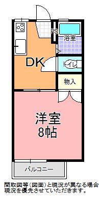 ハイツ・東野A棟(1DK/2階)の間取り写真