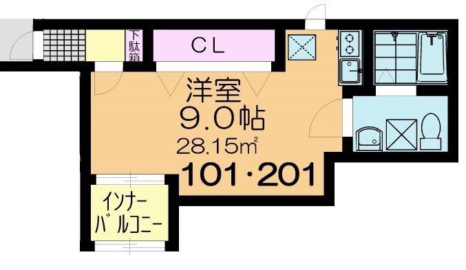 SIRO松戸(ワンルーム/1階)の間取り写真