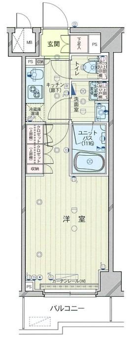 ルーブル武蔵小杉伍番館(1K/2階)の間取り写真