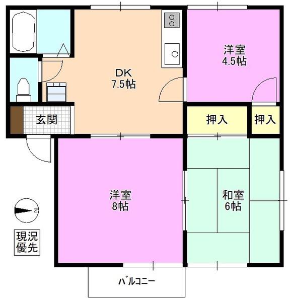 コーポ奈良井(3DK/2階)の間取り写真