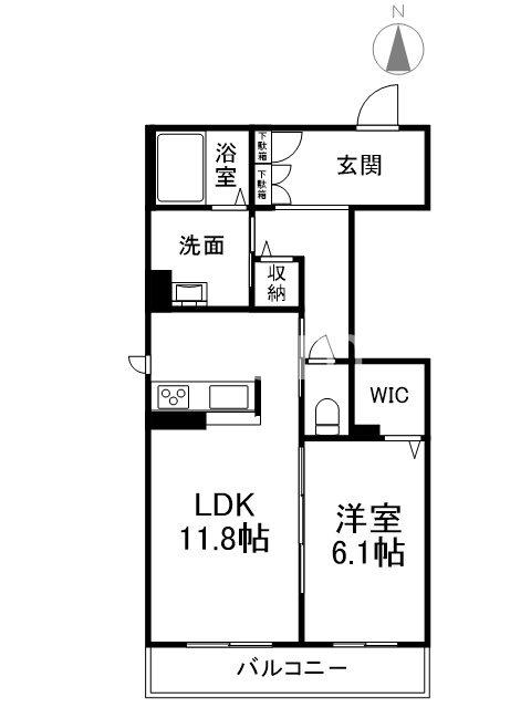 OIRAKA(1LDK/2階)の間取り写真