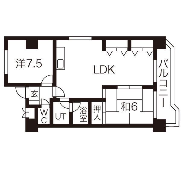 マジェスティハイツ御成(2LDK/7階)の間取り写真