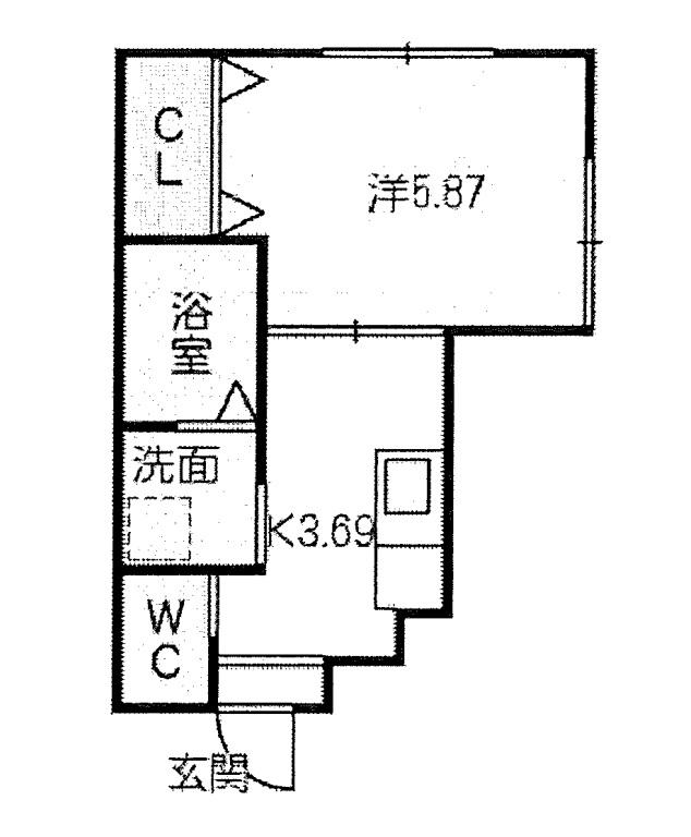 シェラトン桜(1K/3階)の間取り写真