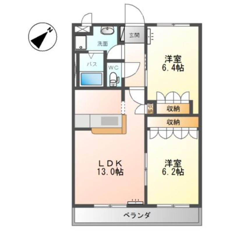 アプリコット(2LDK/2階)の間取り写真