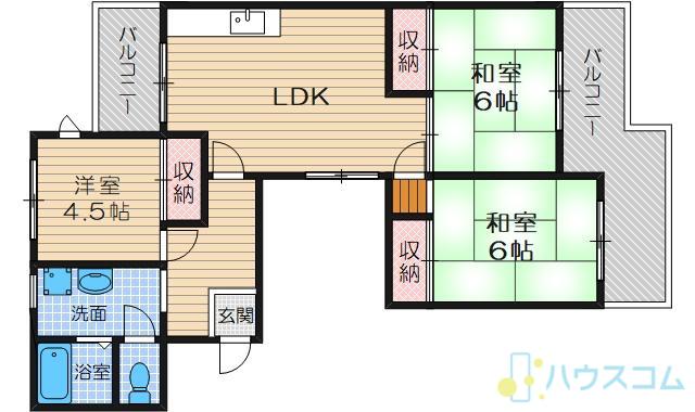 マンションアメニティ(3LDK/3階)の間取り写真