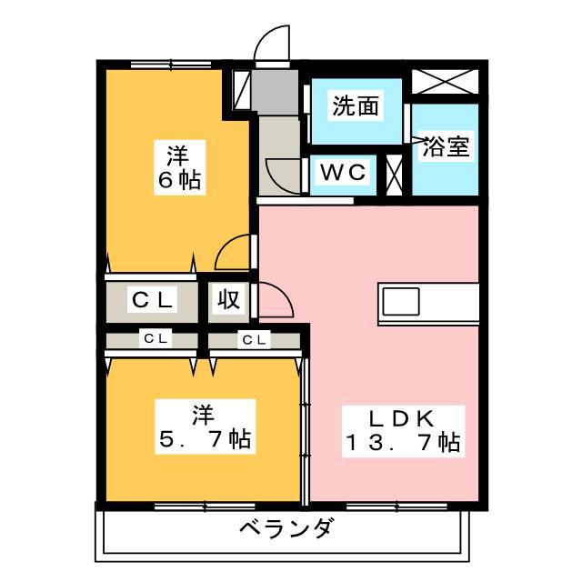 IBB6(2LDK/4階)の間取り写真