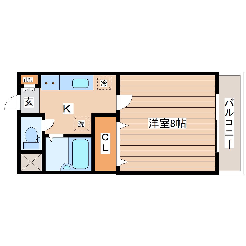 バ-シティハウス泉B(1K/4階)の間取り写真
