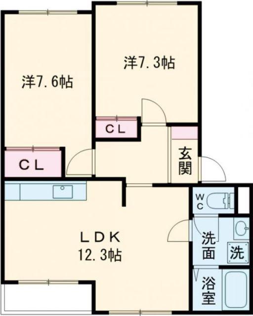 ベルエアーII(2LDK/2階)の間取り写真