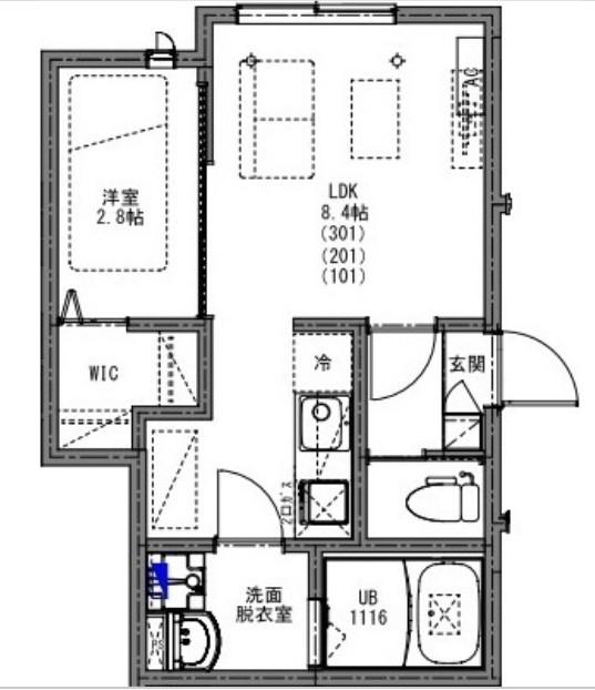 KEIAI RESIDENCE 淵野辺III(1LDK/1階)の間取り写真