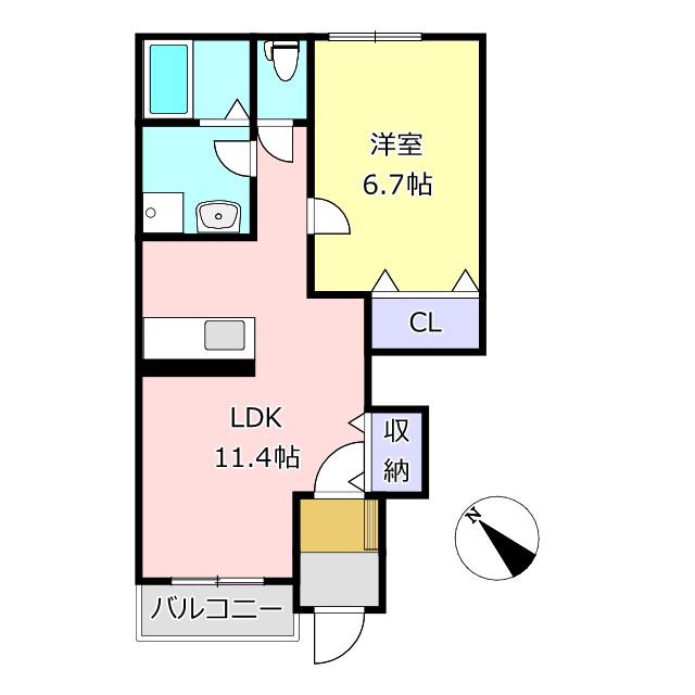 サニープレイス(1LDK/1階)の間取り写真