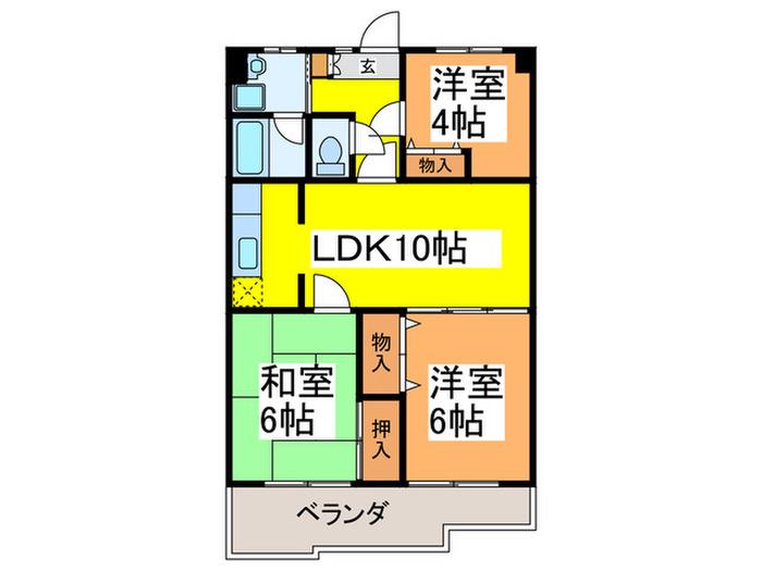 シティハイム(3LDK/1階)の間取り写真