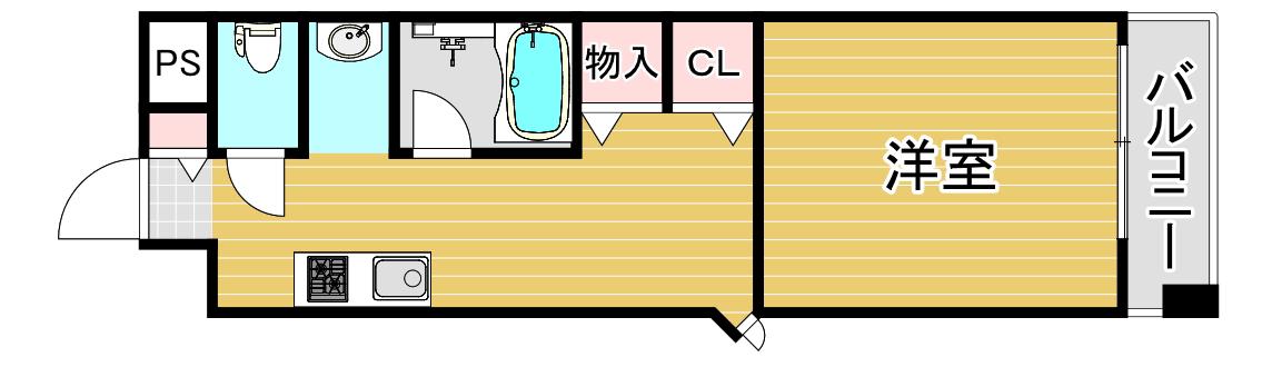 クレアみてじま(1DK/2階)の間取り写真